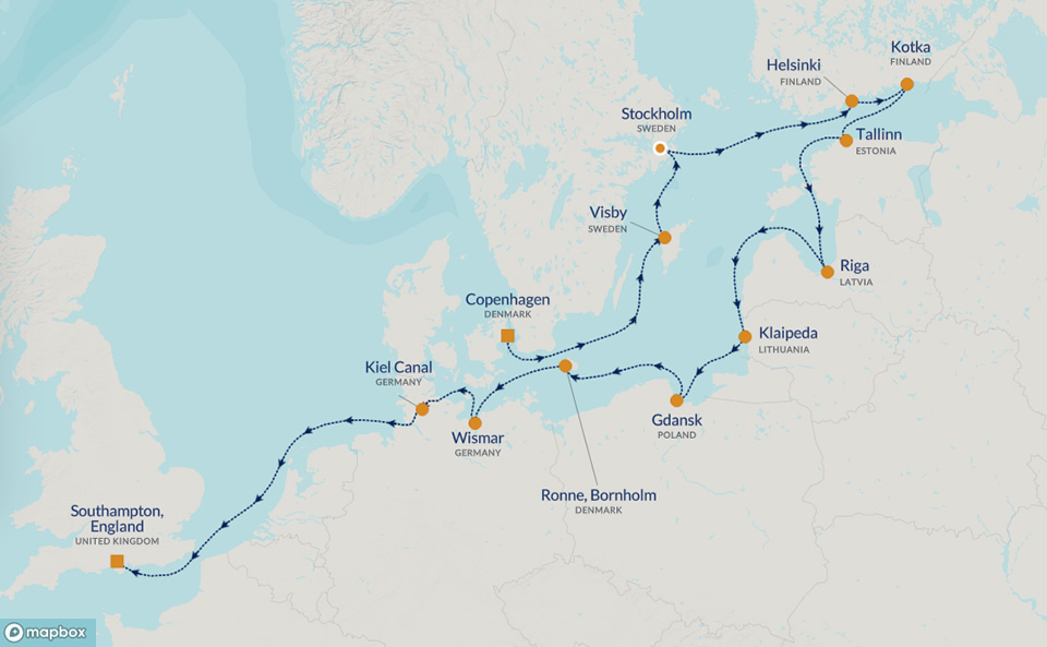 PerryGolf  2025 BALTIC SEA GOLF CRUISE Map