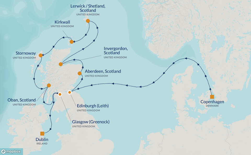 PerryGolf 2025 Scottish Links Golf Cruise Map PerryGolf 2025 Scottish Links Golf Cruise Map